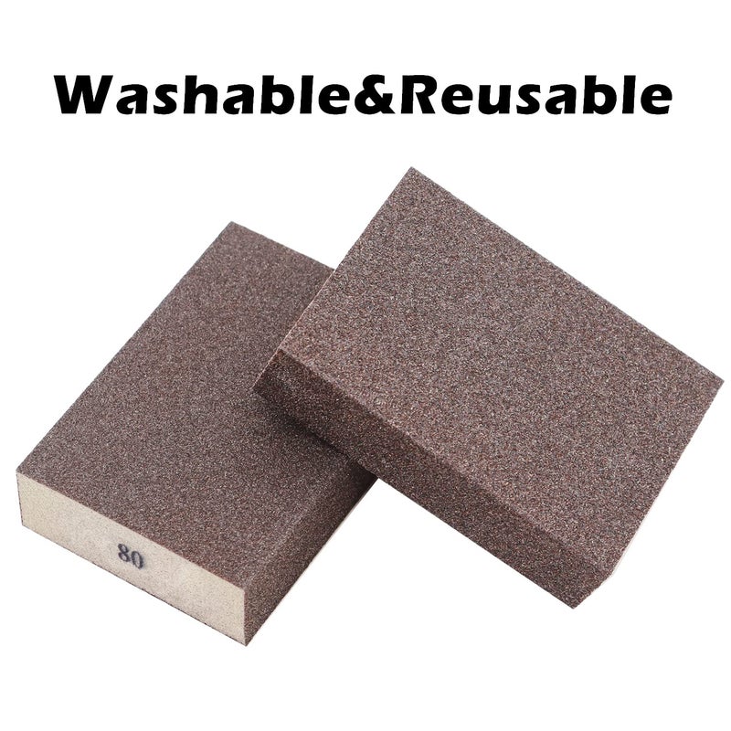 Sunxeke 6Pcs Sanding Sponge 80 Grit Coarse Blocks for Metal Sanding Wood Sanding Brush Washable&Reusable N-G-001-80 - Image 4